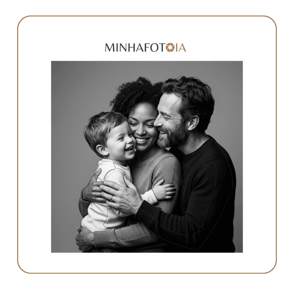 Prompt para Foto de Família Preto e Branco - resultado - minimalista-minhafotoia.com.br