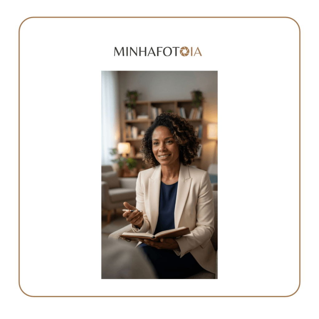 Prompt para foto profissional feminina - psicóloga - minhafotoia.com.br